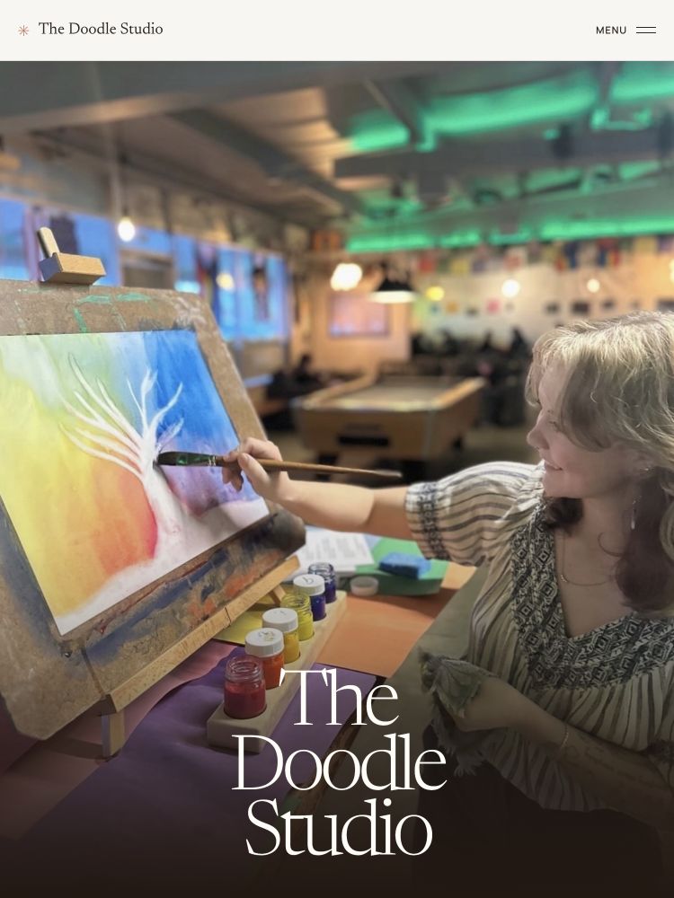 The Doodle Studio website I designed and built, featuring its art studio and classes.